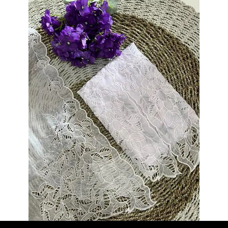Kain kebaya bordir putih murah Polos 2