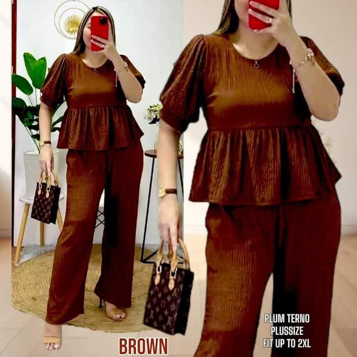 Product Introduction of Trendy plusize terno SquarePants bar crepe fabric  Elegance Clothing Womenswear Frill 13