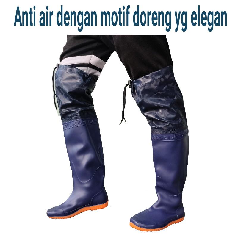 SEPATU SAWAH KARET PANJANG KOREA SEPATU BOOTS KARET ANTI KEONG SAWAH PETANI SEPATU BOT HUJAN Biru 5