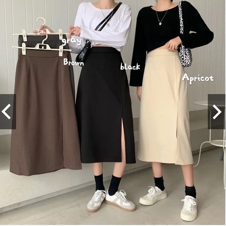 Chân váy midi xẻ tà dài dáng suông đơn giản cá tính , phong cách mã 183