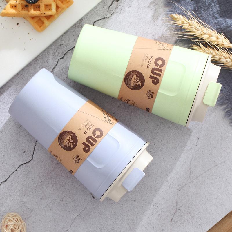 Bamboo Fiber Water Bottle, 1 Count Portable Water Cup with Straw, Leak-proof Drinking Cup for Home & Office & School 4