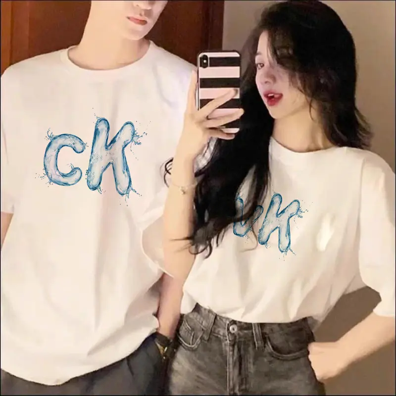 Áo thun, áo phông cặp nam nữ, áo đôi mặc với người yêu in hình CK-VK dễ thương (GIÁ 1 ÁO) chất cotton mềm mịn thoáng mát, phong cách năng động shatou  đồ Women  - Men Voi Top 2