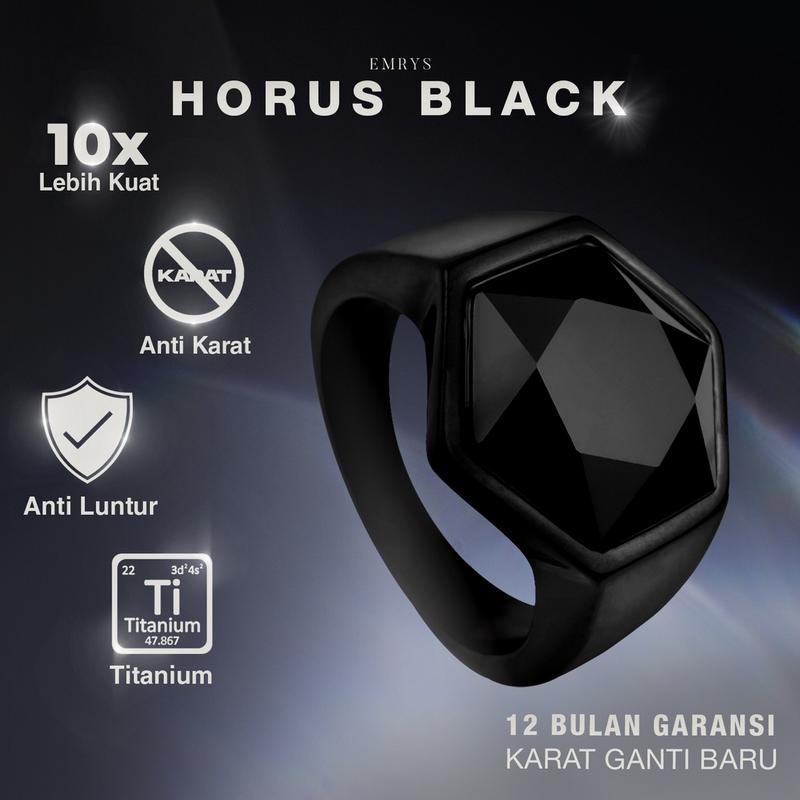 Emrys Premium Ring HORUS Black Real Titanium Anti Karat Cincin Titanium ...