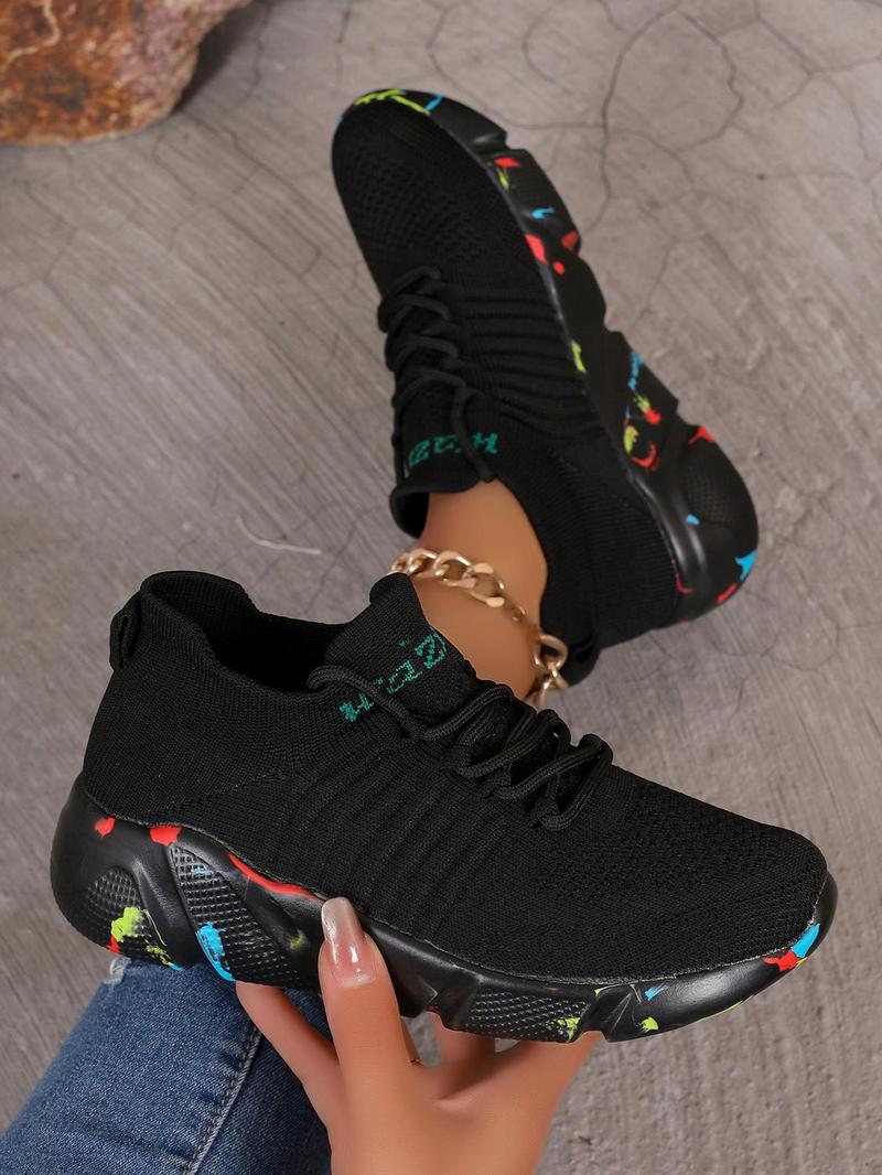 Product Introduction of Women's Fashionable Lace Up Low Top Sneakers, Casual Breathable Comfortable Sports Running Shoes, All-match Basic Shoes for Daily Wear 2