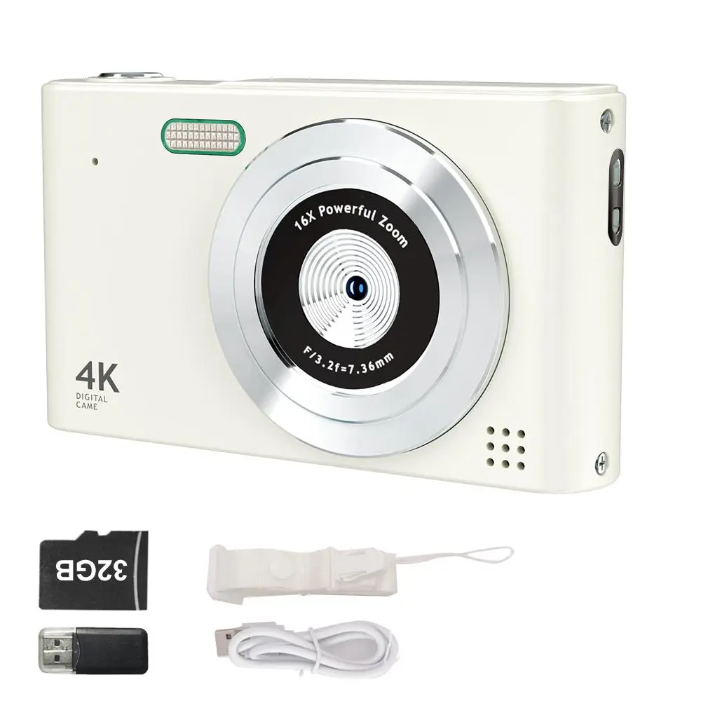 FHD 4K 44MP Digital Camera, 16X Digital Zoom Camera, Digital Cameras with 32GB SD Card, Compact Point and Shoot Camera Digital for Boys Girls
