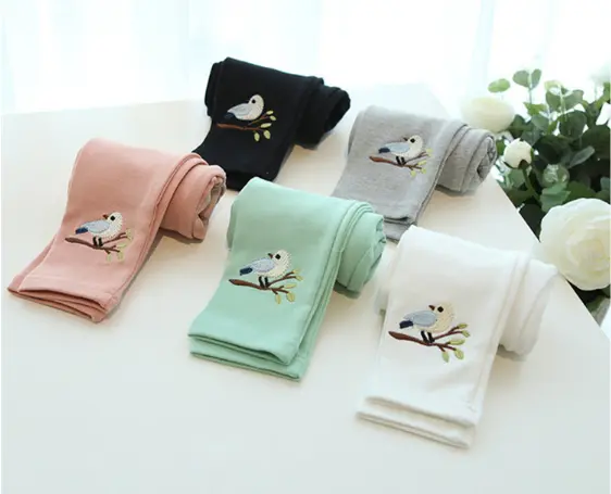 LBSJK Celana Legging Fashion Anak Panjang Elastis Motif Bordir Bahan Katun Perempuan Impor 3