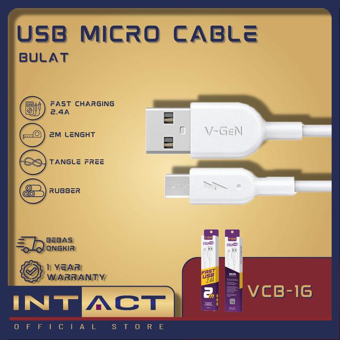 Gambar Kabel Data MicroUSB V-GeN VCB-16 Fast Charging QC3.0 2.4A 2 Meter VGEN dari Intact Official Store Kota Administrasi Jakarta Pusat Tokopedia