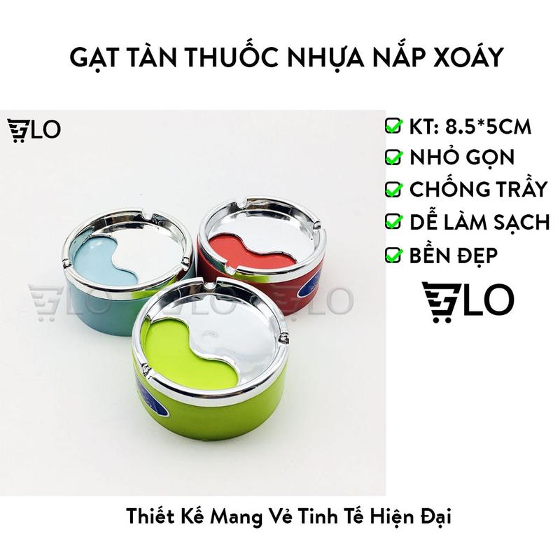 Gạt Tàn Thuốc Nhựa Nắp Xoáy Gạc Tàn Mạ Bạc Đẹp Như Inox