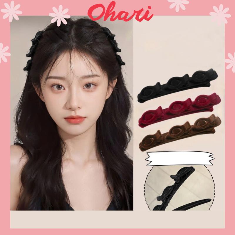 ( 1 Cái ) Kẹp tóc mái 2 bên Ohari kẹp tóc mái làm phồng tóc nhung sang chảnh K57