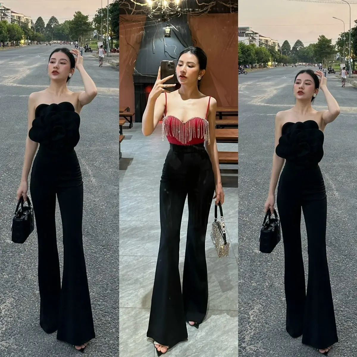 Quần loe lụa thần thánh Hoa Enlly , chất vải sịn xò , thoải mái thích hợp đi làm đi chơi đi tiệc . Quần nhà em bán 4 5 năm mấy chị yên tâm nhé .