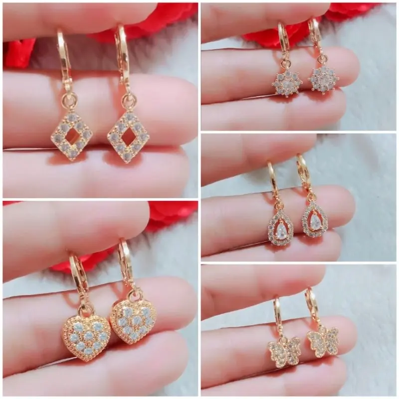 Beragam Motif Anting Jepit Titanium Gold Perhiasan Wanita Terbaru Lapis Emas Tahan Karat . Earrings