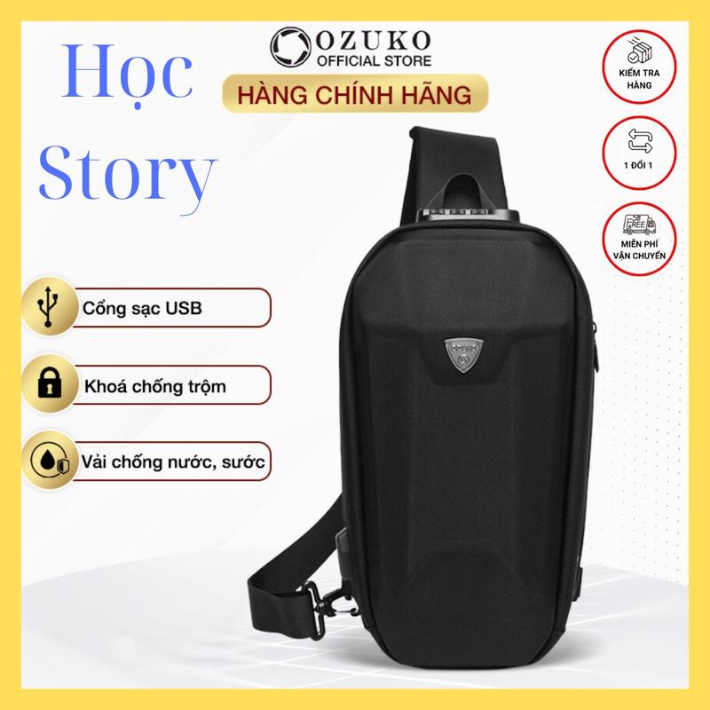 Túi đeo chéo  mặt cứng Túi đeo vai mặt khối cứng ,chống nước ,có cổng USB ,khóa 3 số Bag Hoa Túi Bao Tử