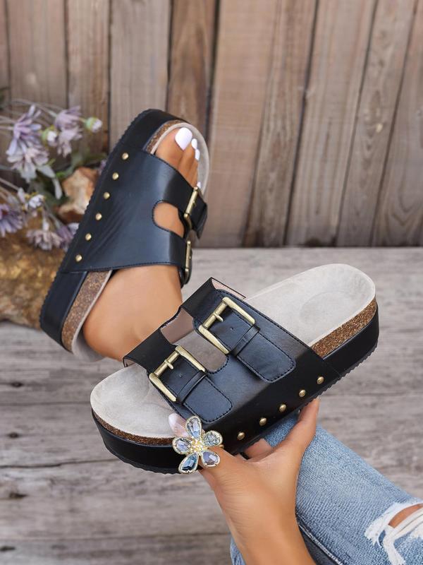 Women's Fashionable Rainbow Color Chunky Platform Sandals, Casual Comfortable Fashion Slides for Summer, Female All-match Round Toe Sandals for Daily Wear, Walking Shoes 1