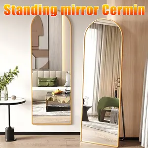 Cermin Berdiri Full Body 165x60cm - Standing Mirror Oval Frameless Estetik, Kemasan Kokoh (Gantung/Lantai) - Untuk Kamar Tidur, Ruang Ganti & Dekorasi Minimalis