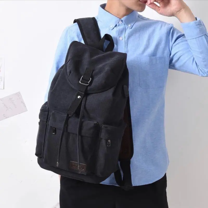 Generous Bag Tas Ransel Kanvas 2 Pria Ransel Kuliah Ransel Kerja Backpack Hitam Wanita Sekolah 2