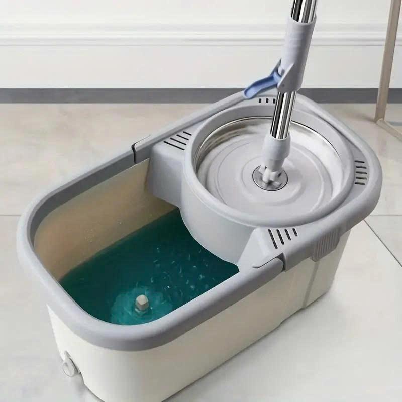 Bộ Lau Nhà Xoay 360 Độ (1 thùng + 1 cây lau + 4 bông lau) Có 4 Bánh Xe Di Chuyển - Thùng Nhựa ABS Cứng, Bảo Hành 6 Tháng 4
