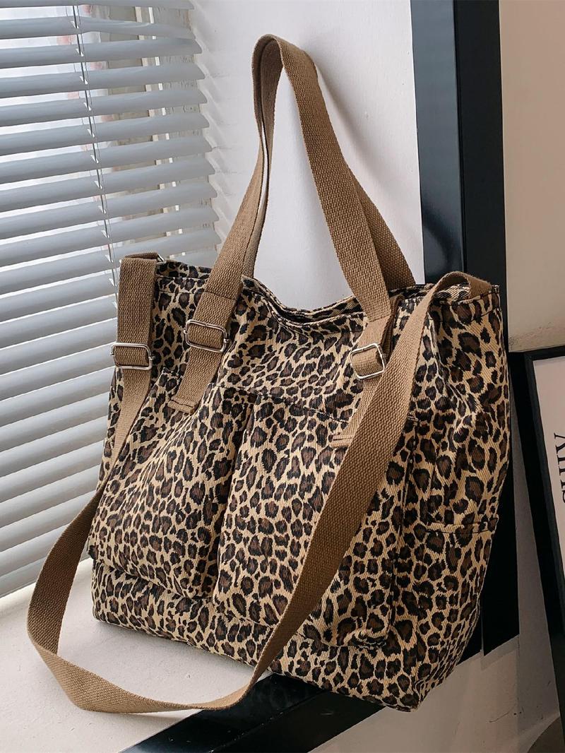 Product Introduction of Fashion Leopard Pattern Tote Bag, Casual Versatile Shoulder Bag for Women, Trendy All-match Bag for Daily Use 4