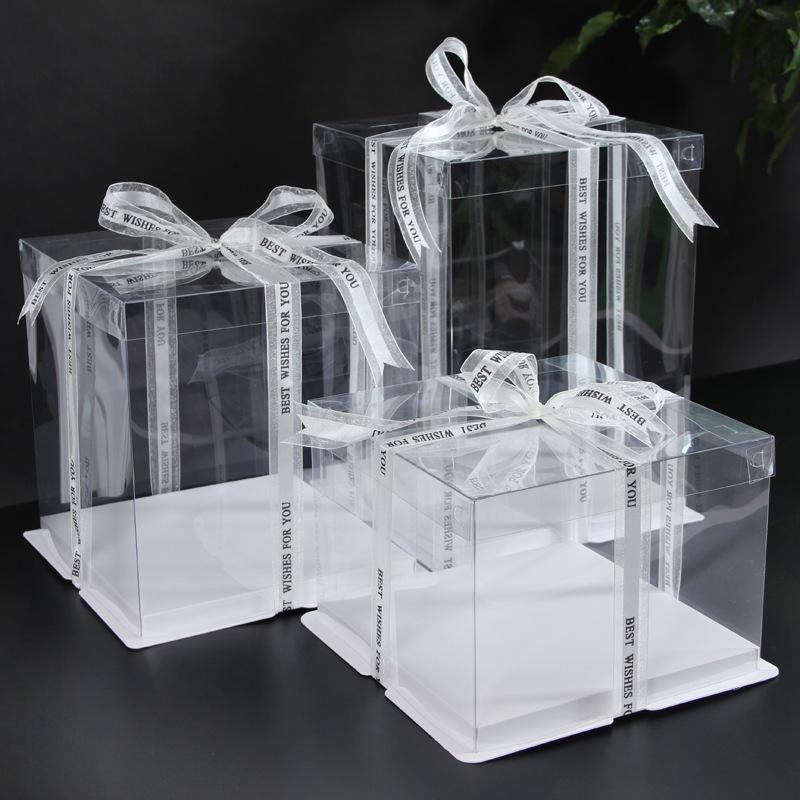 Hộp Đựng Mica Bearbrick Gấu Bánh Sinh Nhật Kẹo Quà Nắp Trong mica tặng ruy băng nơ