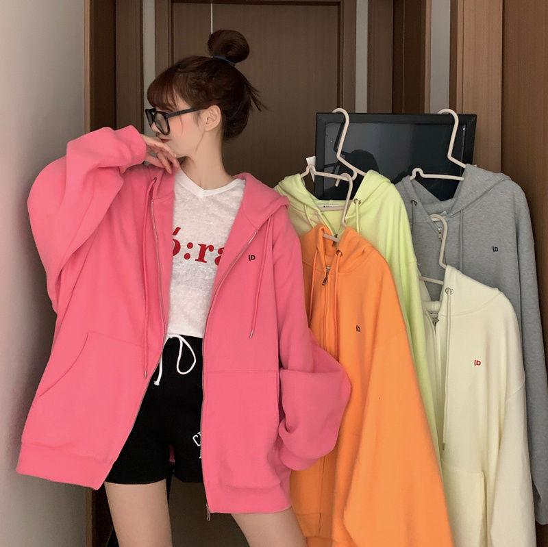 Product Introduction of Large Size Slimming Autumn and Winter Hoodie Coat Women's Ins Zipper Cardigan Fleece-Lined Thick Loose Sweater Women's Fashion 17