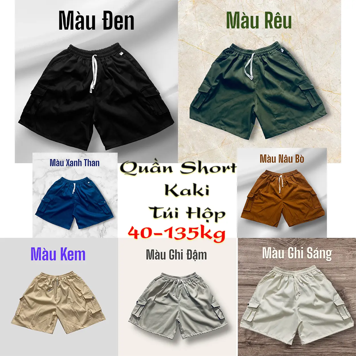 [có Bigsize] Quần Short Kaki Túi Hộp Cúc Bấm,Unisex Nam nữ . Menswear Quần Lửng