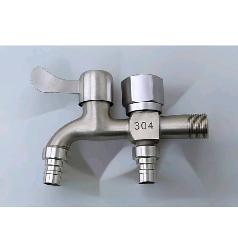 Vòi nước 2 đầu ra dùng 2 van riêng biệt bằng inox 304 Giormani model SL02