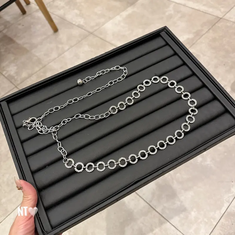 Thắt Lưng Xích Phối Váy Mặt Tròn 1cm Đính Đá 2 Màu, Chất Kim Loại Không Rỉ Sành Điệu Cho Nữ - H&T SHOP 1