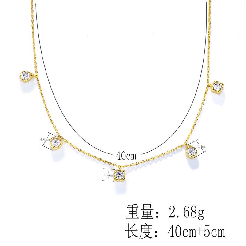 Product Introduction of Silver Simple Versatile Zircon Clavicle Chain Geometric Small Square Inlaid Diamond Pendant Necklace 8