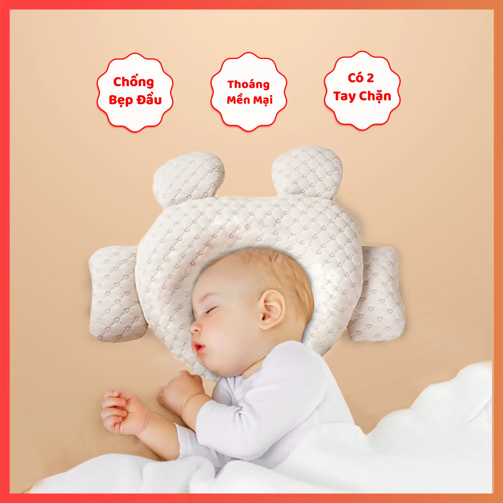 Gối Chặn Đầu Chống Méo Đầu Bẹp Đầu Cho Bé Sơ Sinh - Có 2 Thanh Chặn - Loại Gối Chữ U Cho Trẻ Sơ Sinh Mền Mại