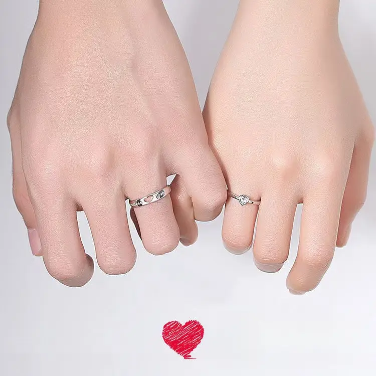 Nhẫn Đôi, Yongjie Tongxin, Dành Cho Nam Và Nữ, Nhẫn Kim Cương Hình Trái Tim Rỗng Quà Tặng Tình Yêu Đường Dài, Mở Toàn Bộ Trái Tim, Thích Hợp Cho Các Cặp Đôi, Nhẫn Cặp Đôi
