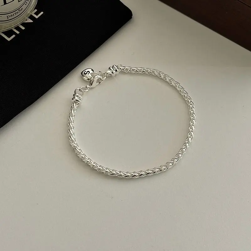 Vòng Tay Tình Yêu, Bạc Sterling 925, Phong Cách Hàn Quốc, Thiết Kế Đơn Giản Và Đặc Biệt, Dây Đeo Dày Chữ Cái, Họa Tiết, Dễ Phối Đồ, Quà Tặng Người Nổi Tiếng Trên Internet, 2023