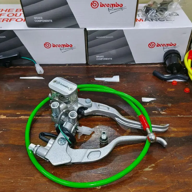 Paket Hemat Master Rem Bremb Kotak Set Handle Rem Kopling + Selang Rem Racing 95cm Universal Kendaraan Motor Sepeda Motorcycle 3