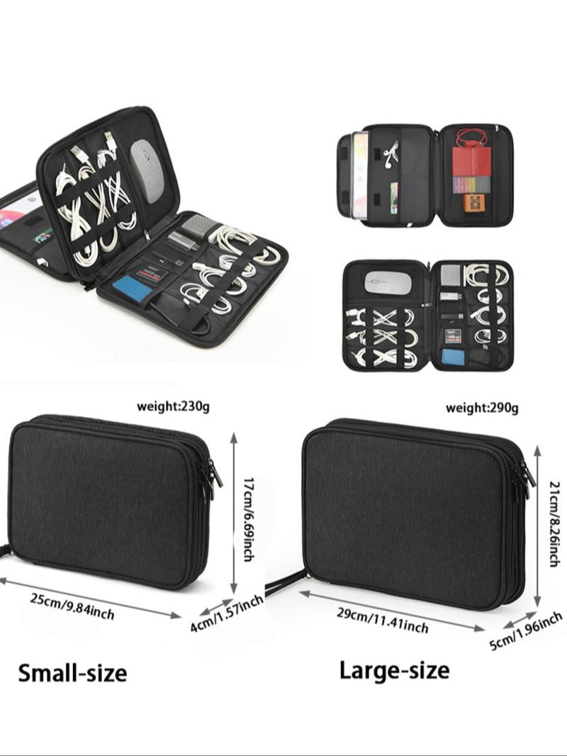 Product Introduction of Solid Color Multi-grid Travel Organizer, Durable Anti-scratch Data Cable Storage Bag, Travel Organizer for Work, Business Trip, Daily Life 1