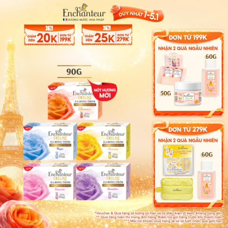   DUY NHẤT 1-5.1  ĐƠN 199K TẶNG 2 QUÀ  Xà bông cục Enchanteur hương nước hoa 90g  4 mùi hương  