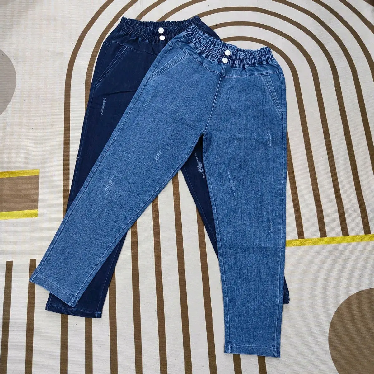 Quần jen nữ ,9 tất cào xước nhẹ ,co giãn mạnh, lưng cao  2 nút ..xanh đậm ,xanh nhạt...M038 Có Túi