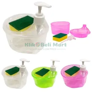 [KBM] Dispenser Sabun Wadah Bulat 2in1 Sponge Tempat Sabun Viral Soap Pump Free Spons Cuci Piring