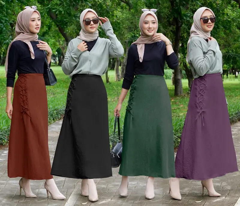 Rok simpul korea little A-Lline/Rok aesthetic cringkle airflow premium Karet Muslim Panjang 0