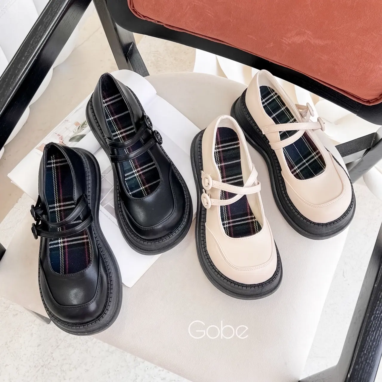 C101 x [GOBE SHOES] -  giày quai khuy ngang (phom 1.5) Nữ