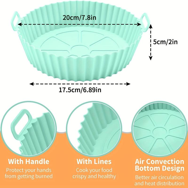 Silicone Heat Resistant Air Fryer Liner, 2/3/6 Counts Reusable Non-stick Air Fryer Baking Pan, Kitchen Baking Accessories, Baking Supplies 6