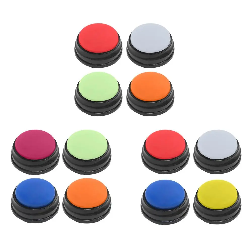 4Pcs Recordable Talking Buttons Interactive Toy Dogs Cats Squeaks Training Recorder Recording Sound Buttons Learning