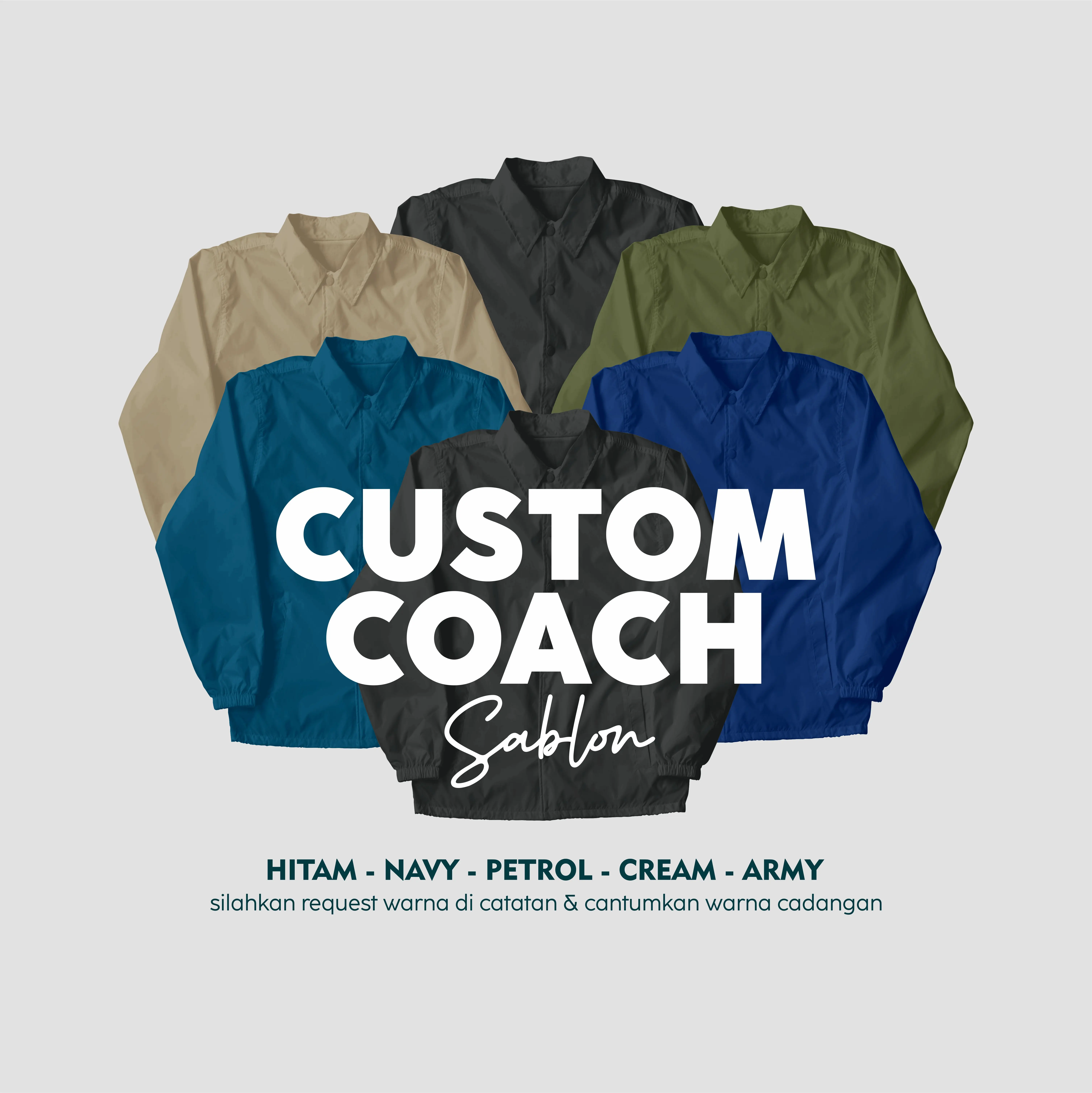 JAKET COACHH WINDBREAKERS CUSTOM FREE DESIGN BISA SATUAN SIZE M - XXL UNISEX Kerah Panjang Parasut Pria Casual Keren