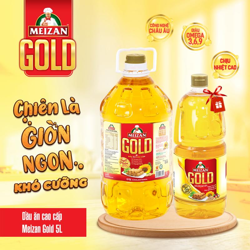 [MUA 5L TẶNG 2L] Dầu ăn cao cấp Meizan Gold 5L Kết Hợp Từ 03 Loại Dầu Tự Nhiên Cao Cấp, Chịu Nhiệt Cao, Giảm Nguy Cơ Cháy Khét
