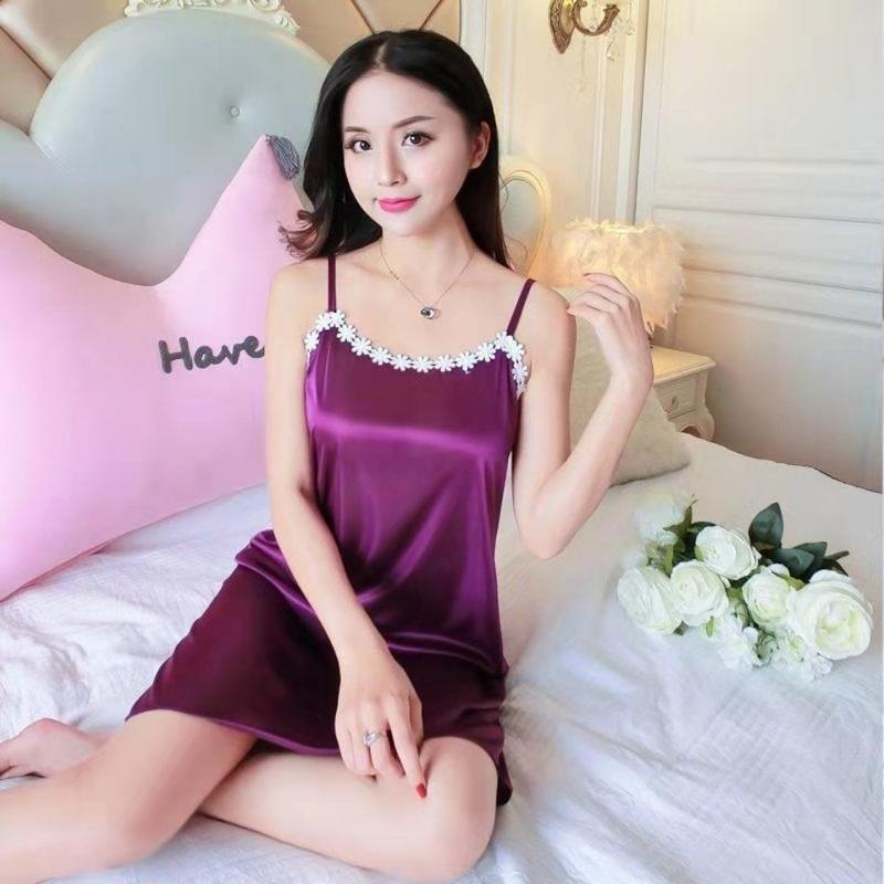 Váy Ngủ Nữ, Phong Cách Mùa Hè, Chất Liệu Lụa Lạnh Kiểu Dây Đeo Gợi Cảm Và Dáng Rộng Rãi, Phong Cách Hàn Quốc, Ngọt Ngào Và Dễ Thương, Thích Hợp Cho Các Cô Gái Sinh Viên, Đồ Mặc Nhà 2