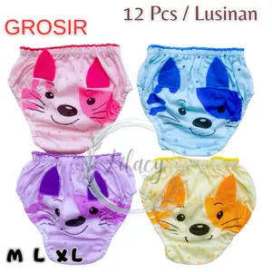 12 PCS Celana Dalam Anak Perempuan Kucing Lucu Lusinan