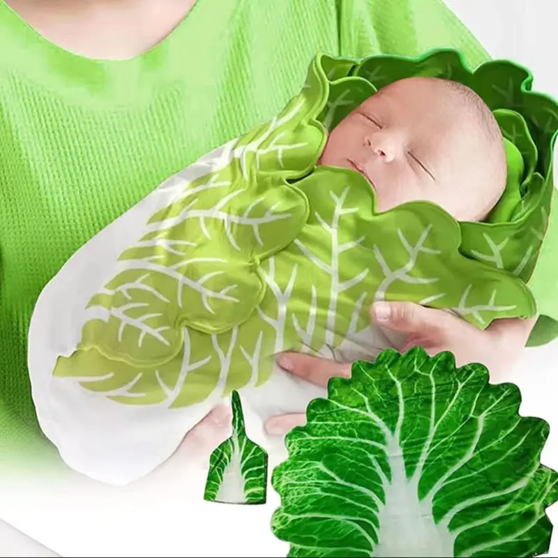 Cabbage Design Blanket, Soft Warm Baby Swaddle Blanket, Air-conditioned Room Blanket, Warm Nap Blanket for Home Office Travel, Bedroom Accessories 5