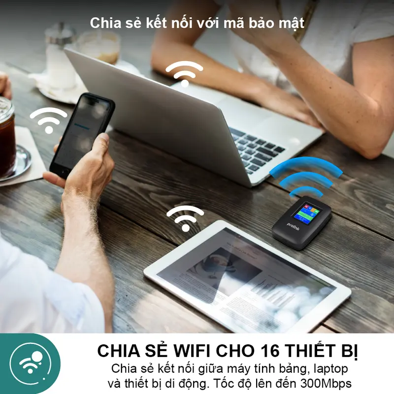 Bộ phát Wifi di động PROLiNK DL7202 4G LTE 150Mbps, pin 3100mAH, TFT 1.44", hỗ trợ 185 quốc gia - Mobile 4