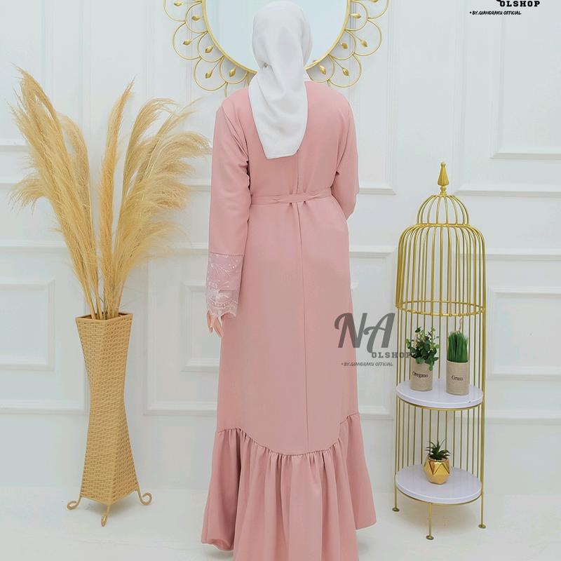 Gamis terbaru Brokat  Motif tile bordir SABRINA DRESS elegan simple cantik ukuran L XL XXL JUMBO 5