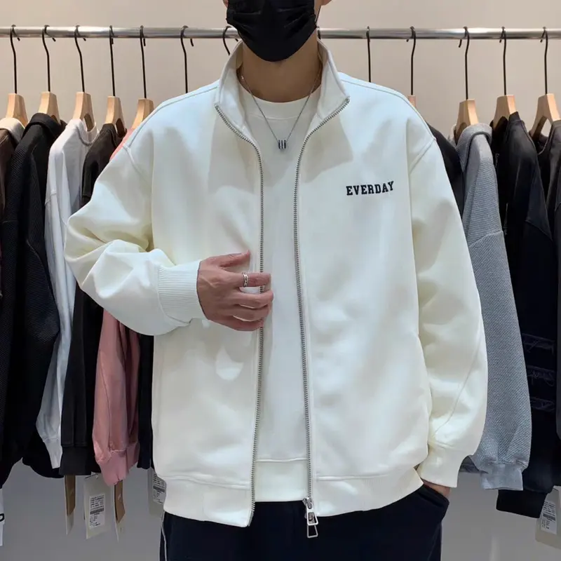 Áo khoác Nỉ hai lớp chất vải mịn thêu logo thoáng khí không xù Lông Áo Khoác Thu Đông Menswear Jacket 3