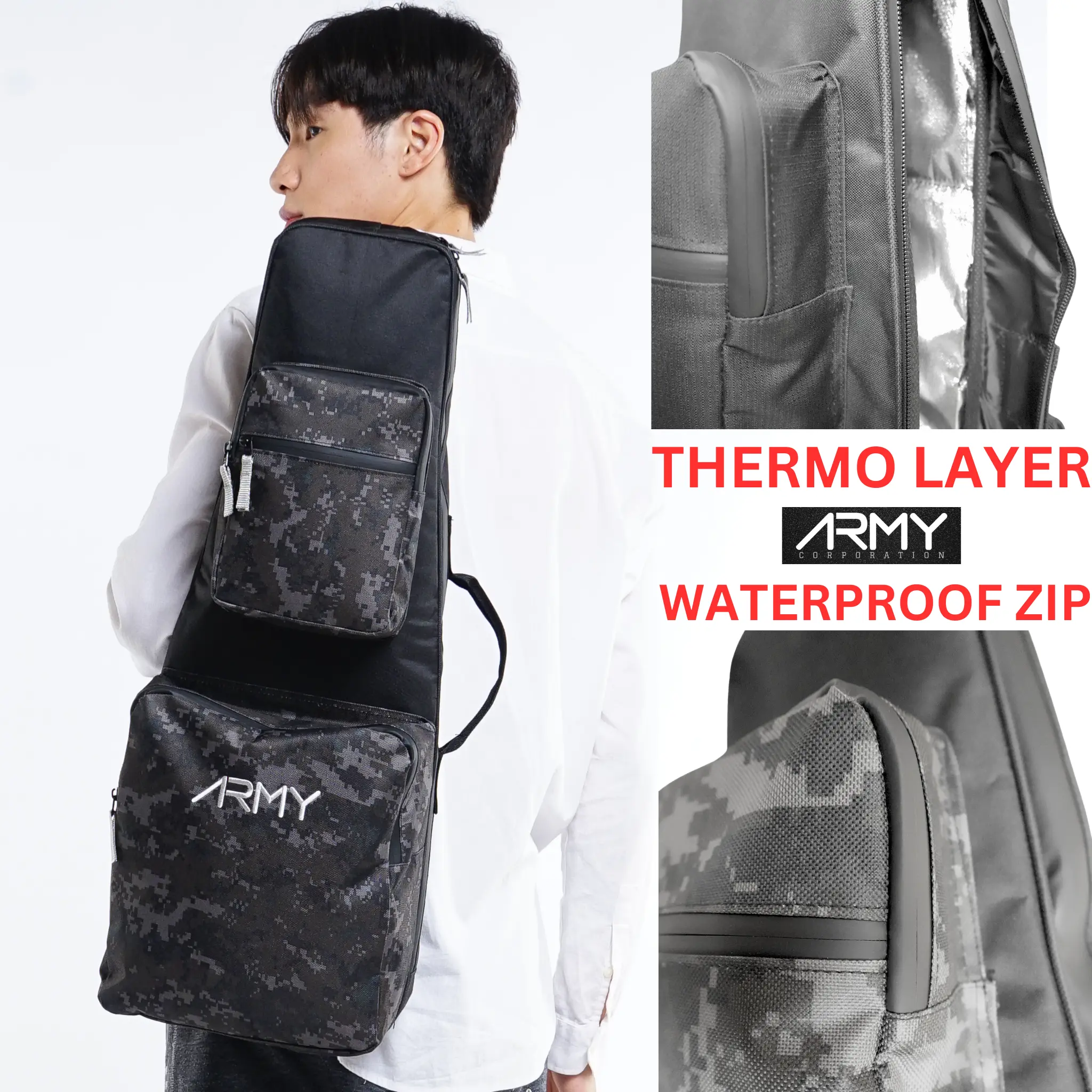 Tas Raket Badminton Thermo layer Simple Singel Bag Ransel waterproof Anti Air Uniseks Pria Wanita loreng 1r 2r badminton tenis tennis bulutangkis bulu tangkis raket Uniseks Anti Air Berpori Nyaman Pria Wanita Cepat Kering