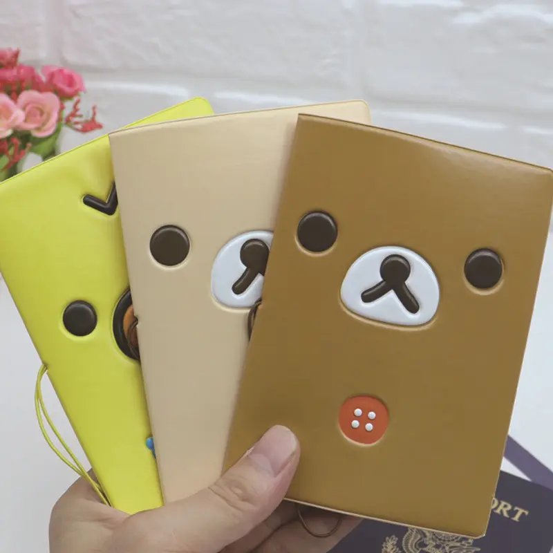 Cartoon Rilakkuma 3 Dstereo Passport Cover PVC Passport Holder Certificate Holder Ticket Clip Travel Supplies Abroadseamans book holder