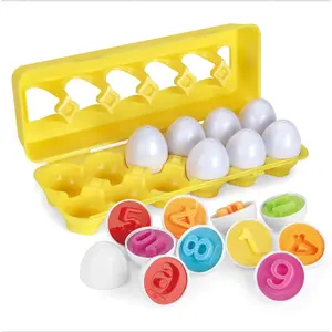LO Matching Egg 12pcs Egg Shape Puzzle Telur 12pcs Geometri Mencocokan Bentuk Telur